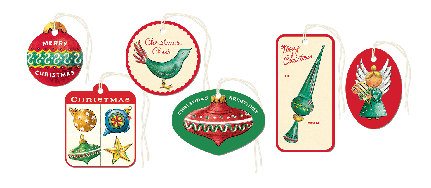 Christmas Ornaments Glitter Gift Tags - Cavallini Christmas Ornaments Glitter Gift Tags - Cavallini