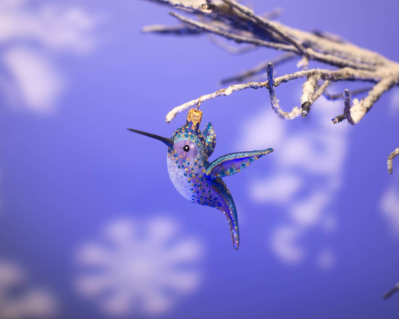 Kolibri lila - Christbaumschmuck aus Glas von Weihnachtsland aus der Kategorie Vögel mit der Artikelnummer OF17517