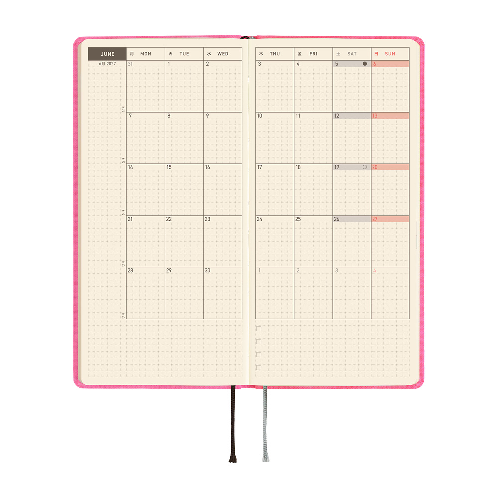 Weeks 2027 englisch – Colors: Pink Sapphire | Hobonichi