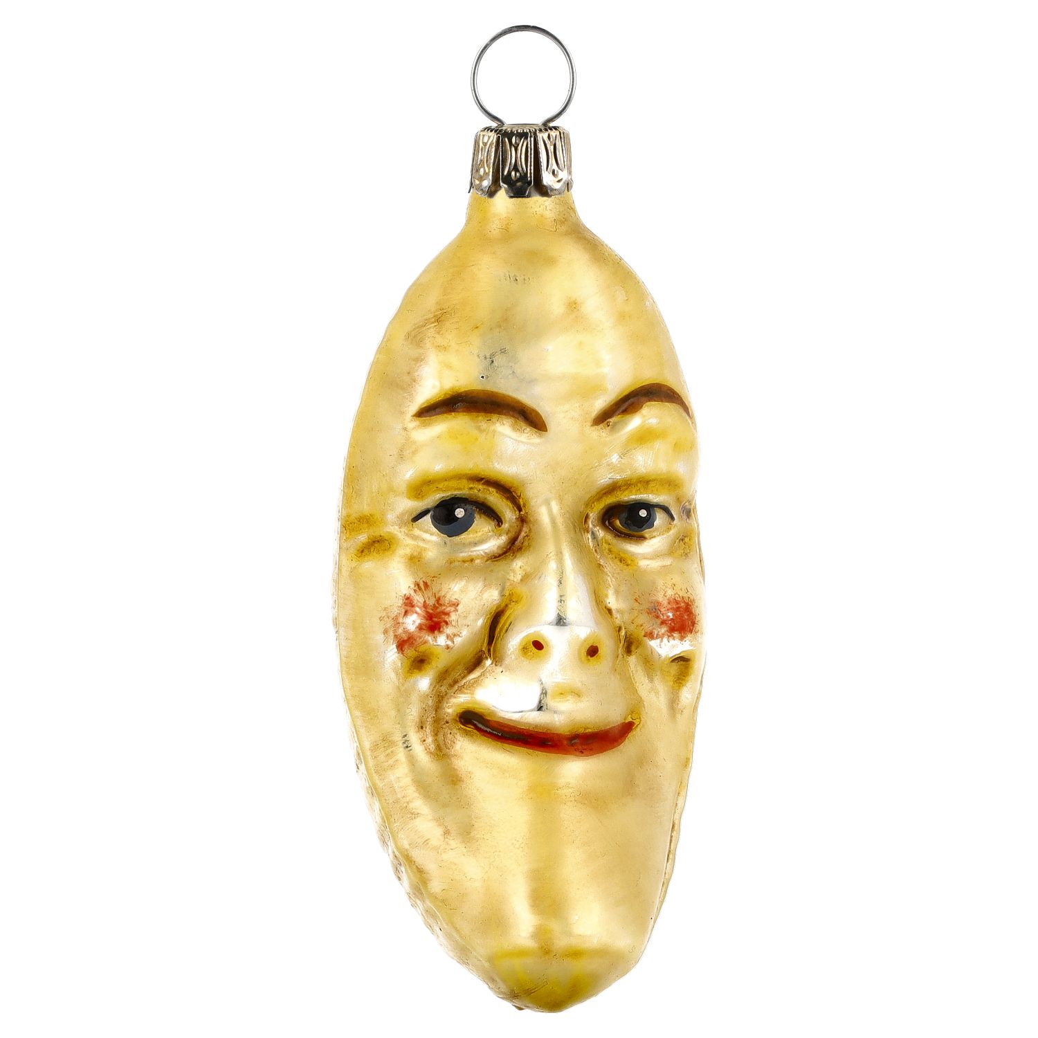 Gelbe Mondsichel, patiniert - Christbaumschmuck aus Glas Gelbe Mondsichel, patiniert - Christbaumschmuck aus Glas