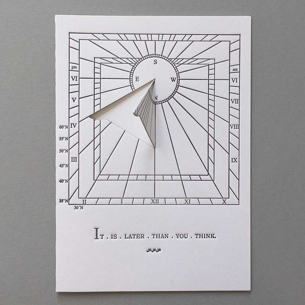 Sonnenuhr 2 - Letterpress Karte mit Umschlag