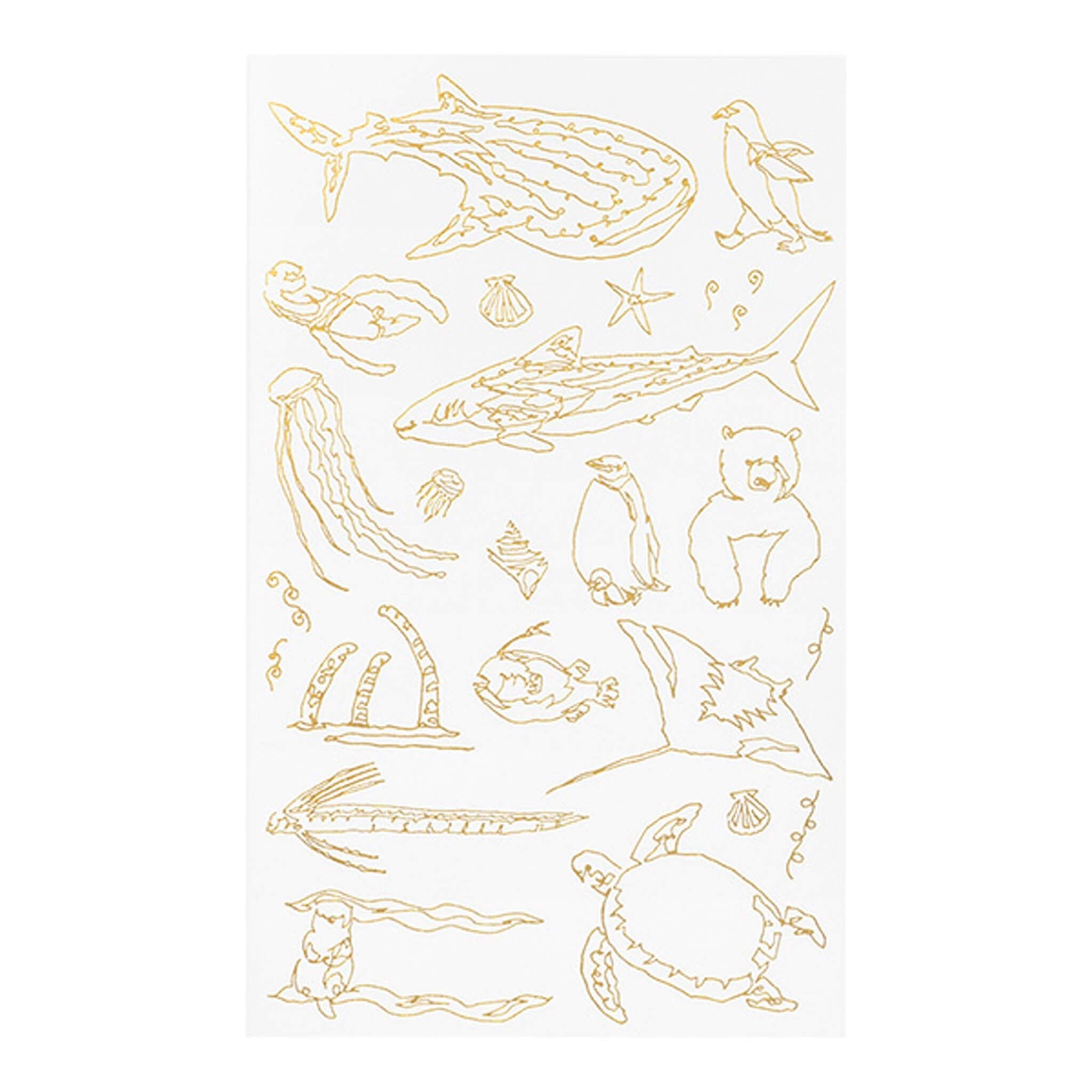 Midori Transfer Sticker Gold - Sea Creatures Midori Transfer Sticker Gold - Sea Creatures