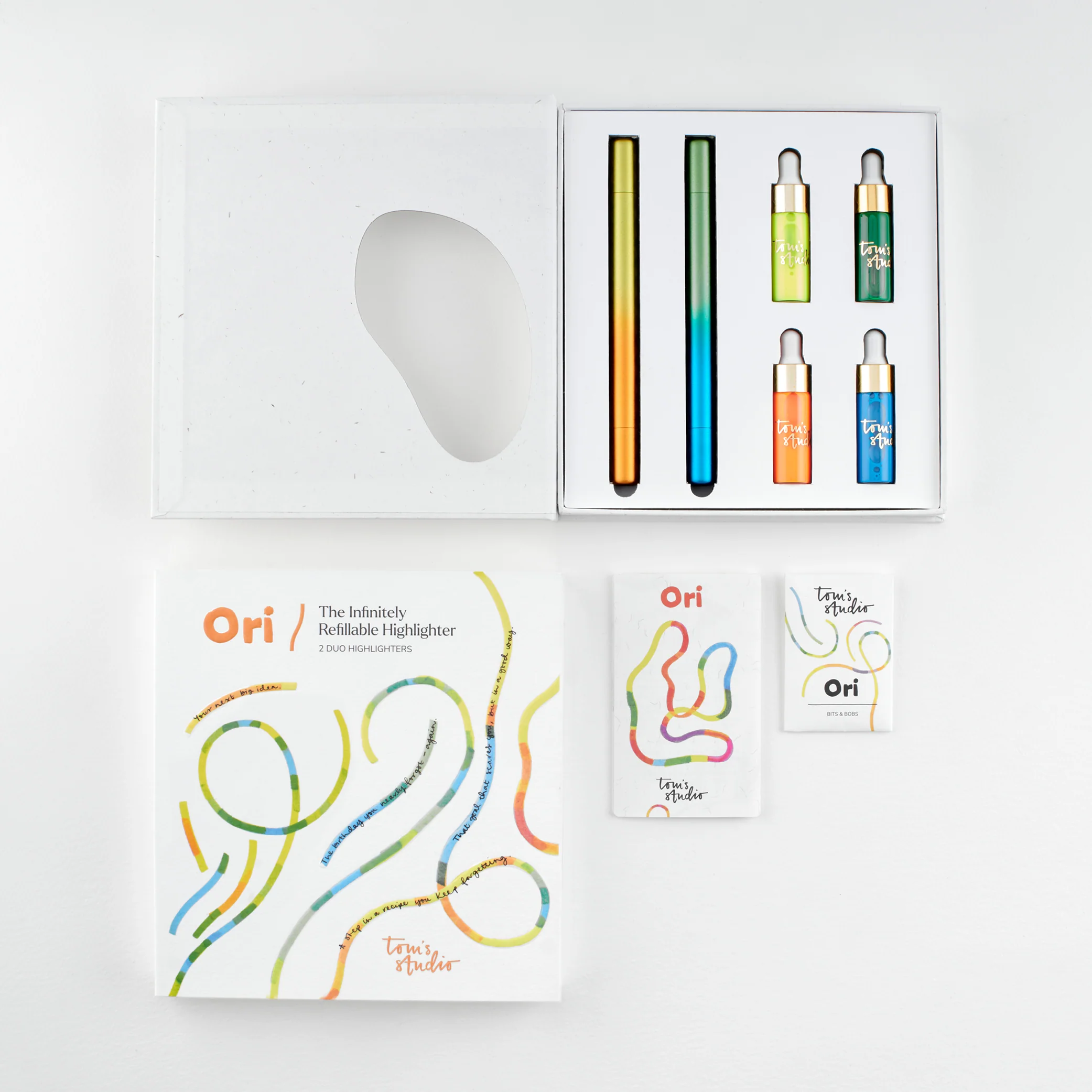 Ori 2er Set - Orange/Yellow + Blue/Green - Nachfüllbare Marker von Tom's Studio