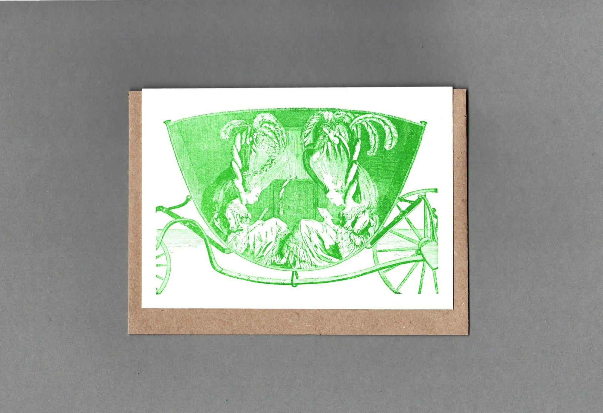 Ladies in a Carriage - Letterpress Karte mit Umschlag