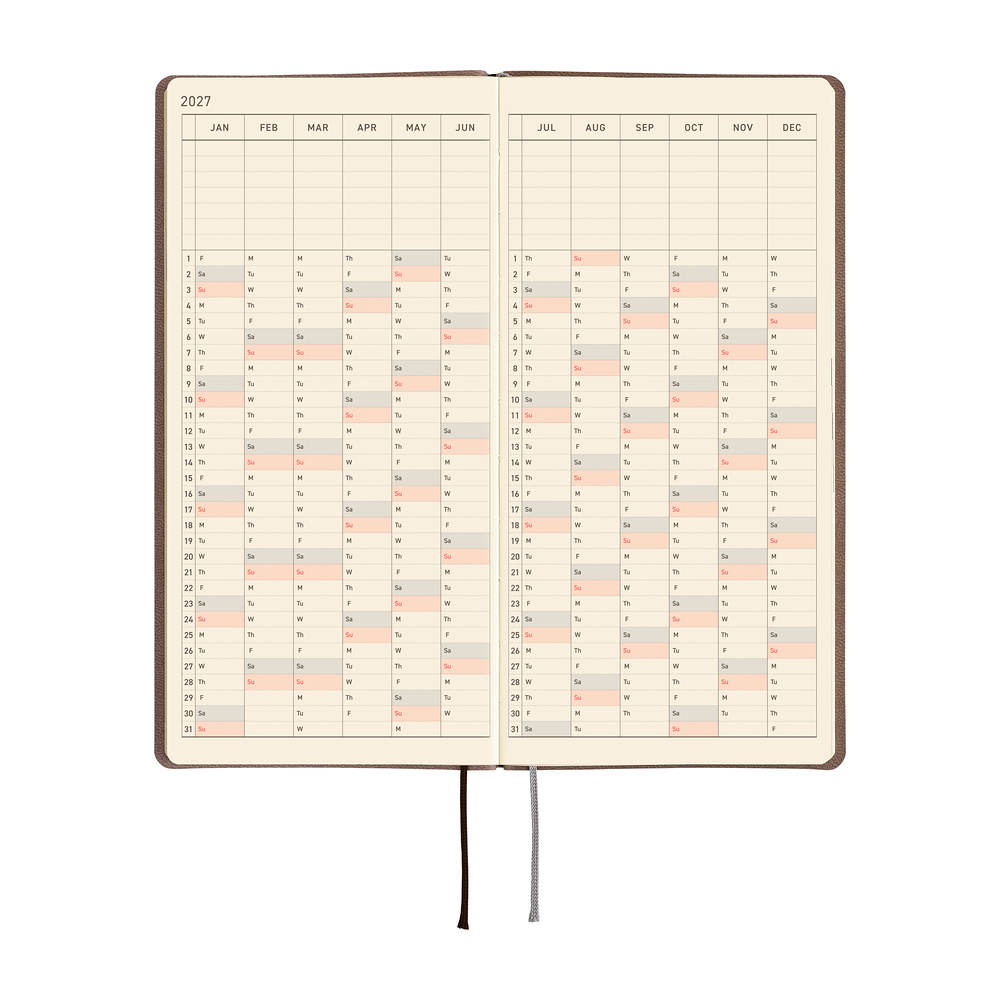 Weeks 2027 englisch – Smooth: Café au Lait | Hobonichi
