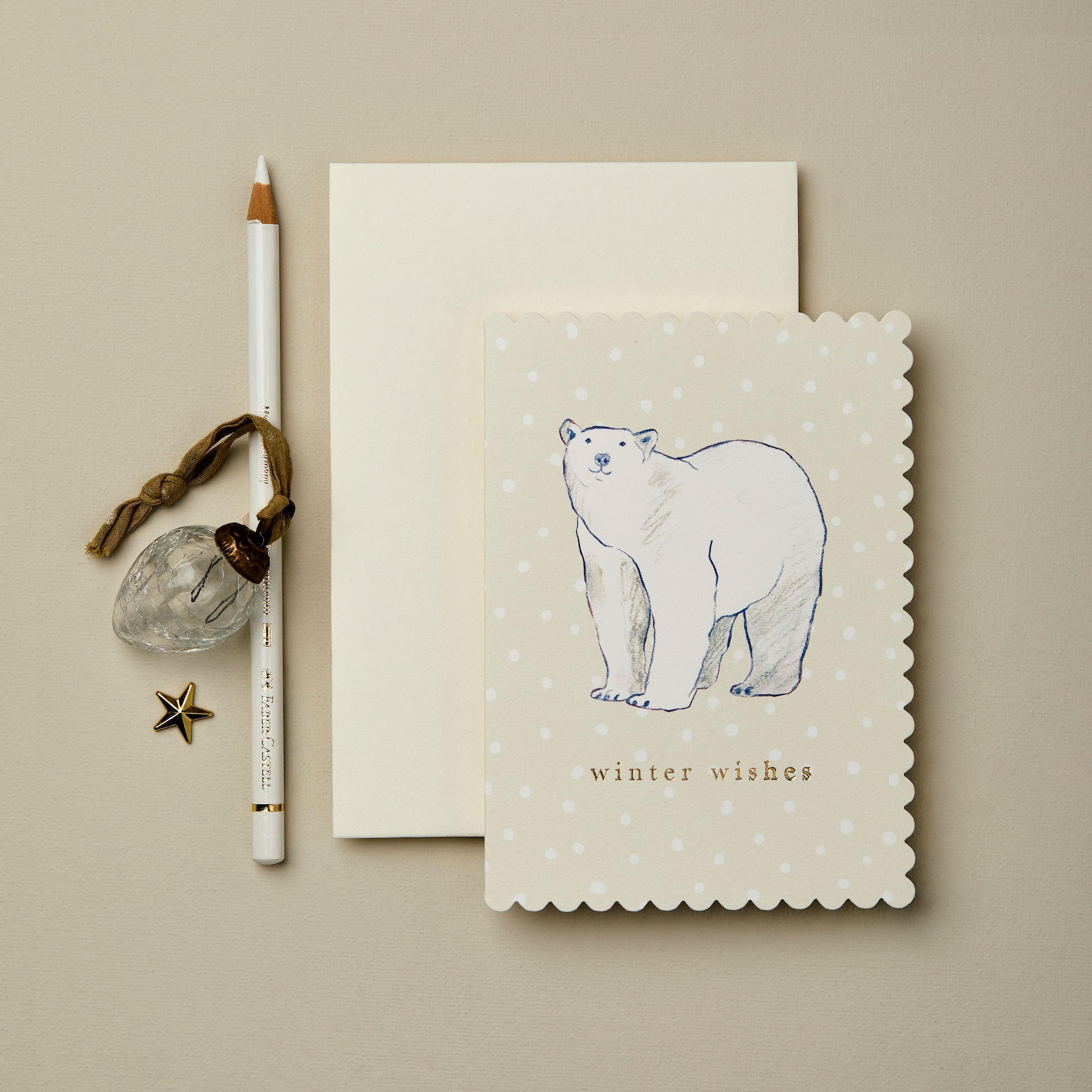 "Winter Wishes" - Polar Bear - Grußkarte von Wanderlust Paper Co.