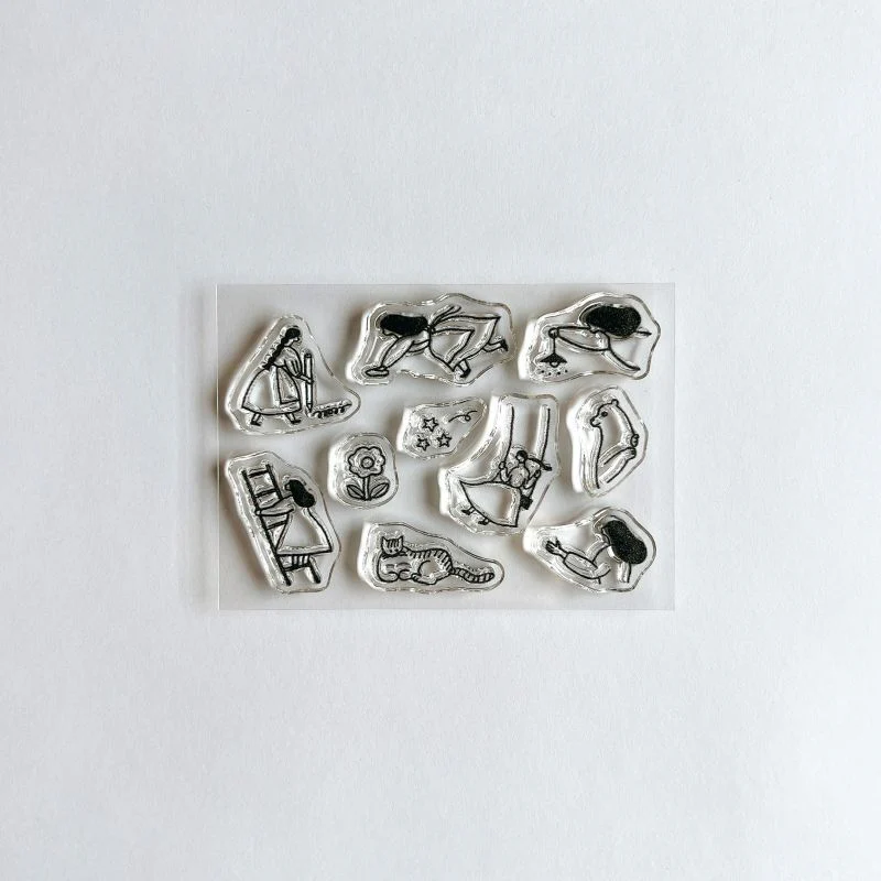 Acrylstempel Set "Jizai Hankolog Diary Promotion Team Girl" - Tie x Water Stripes x Mizushima Acrylstempel Set "Jizai Hankolog Diary Promotion Team Girl" - Tie x Water Stripes x Mizushima