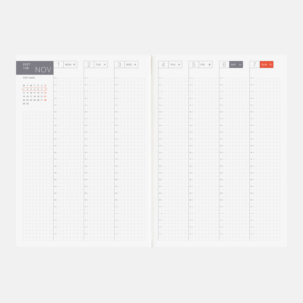 Kalenderbuch A5 Cousin 2027 – englisch | Hobonichi
