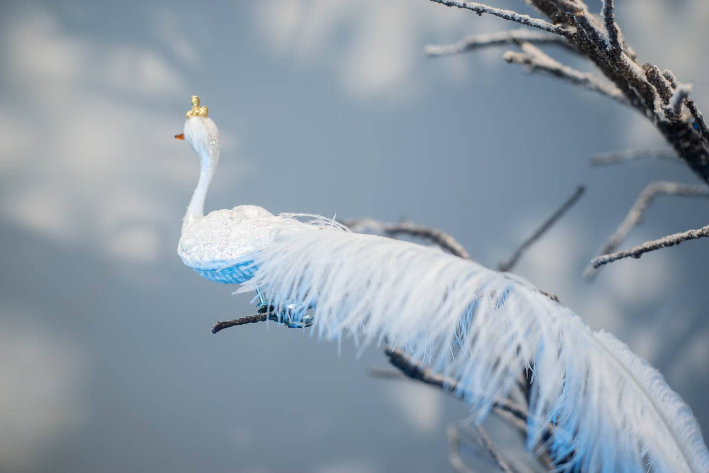 Schwan mit weißer Straußenfeder - Christbaumschmuck aus Glas von Anva aus der Kategorie Christbaumschmuck mit der Artikelnummer 785