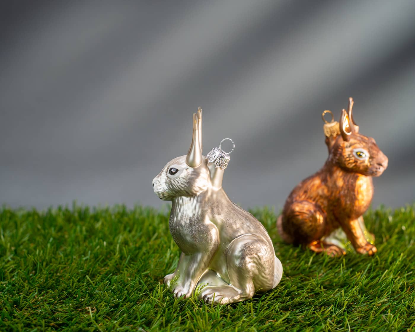 Hase grau - Christbaumschmuck aus Glas von Hanco aus der Kategorie Christbaumschmuck mit der Artikelnummer 1737.02