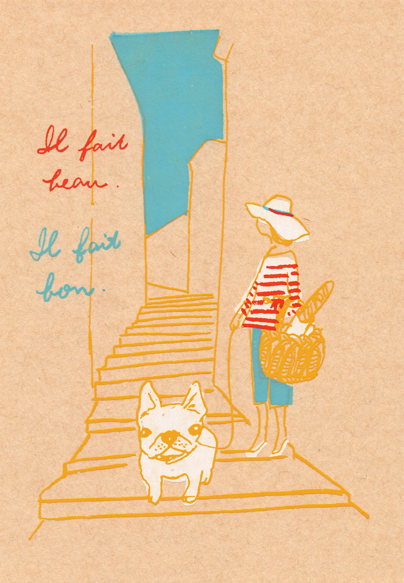 Sommerstimmung - Siebdruck Postkarte von Dimanche