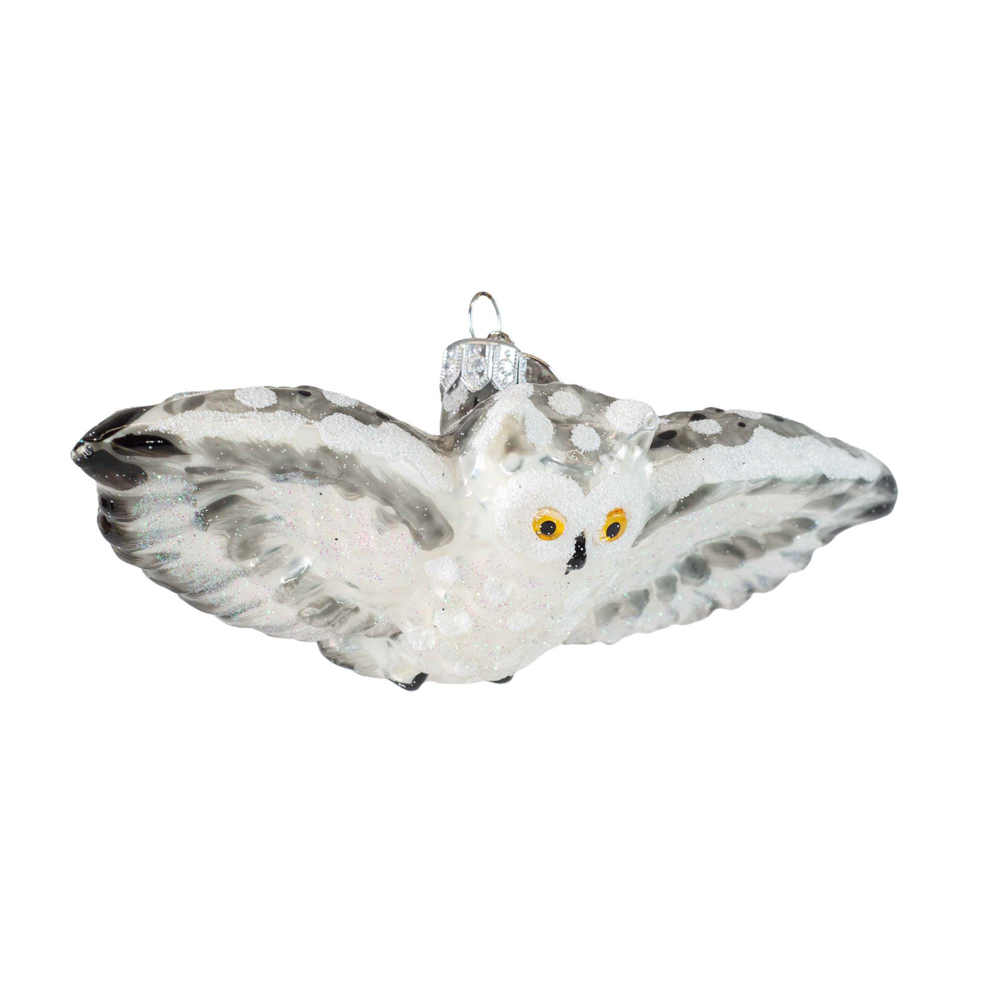 Fliegende Schneeeule - Christbaumschmuck - Glaskunst aus Polen