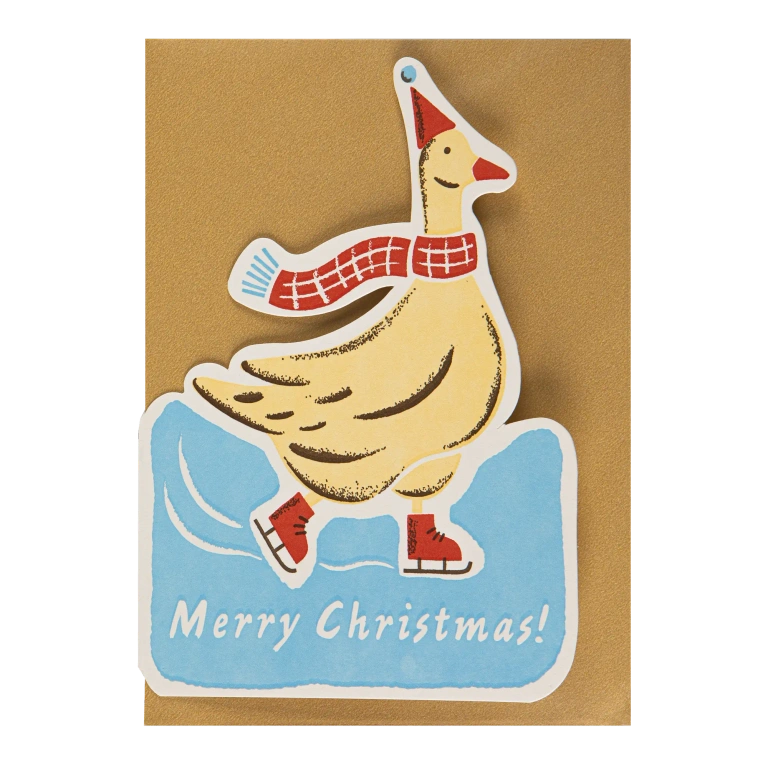 "Christmas Skating Goose" - 3D Klappkarte - Cut-Out Card von Archivist