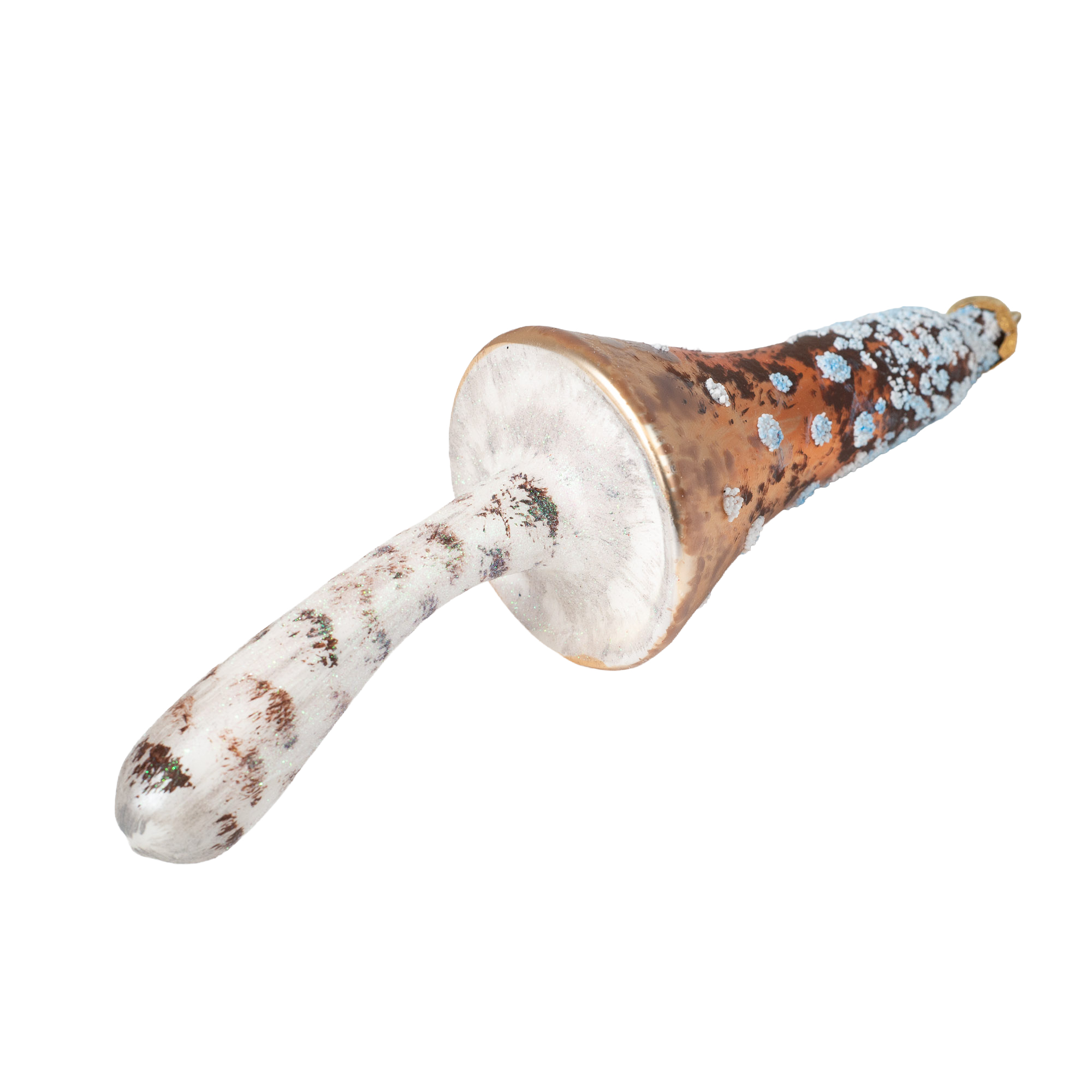 Großer Pilz braun gepunktet - Christbaumschmuck - Freigeformte Glaskunst aus Polen