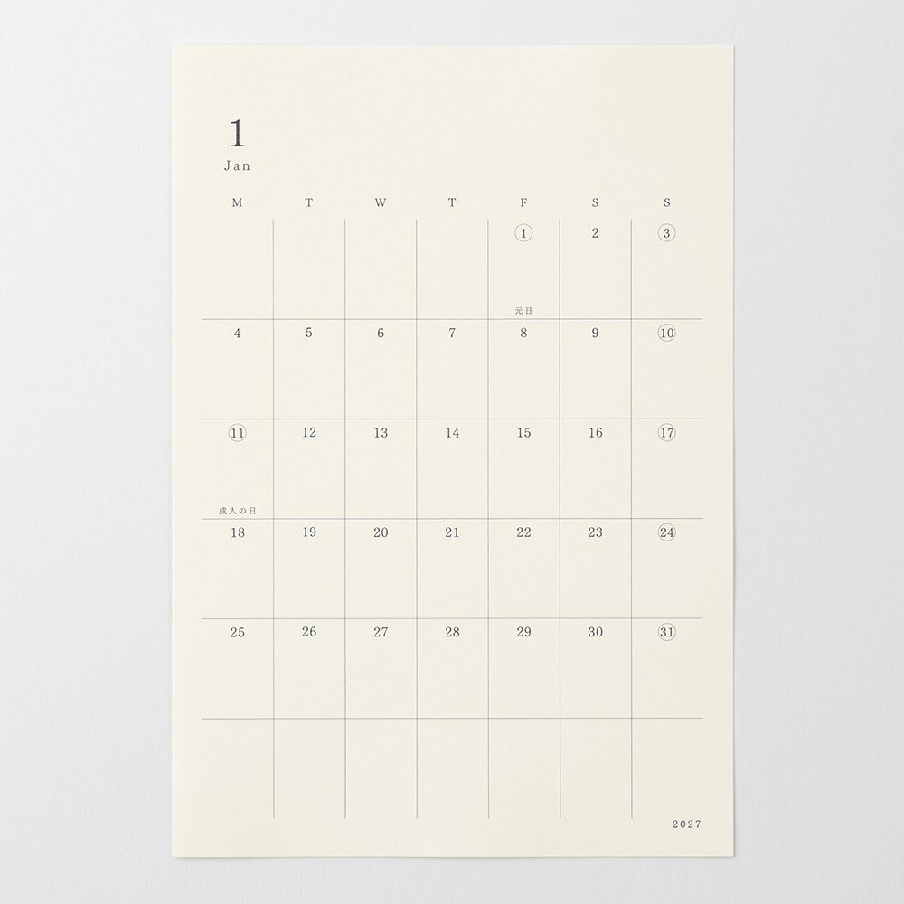 MD Kalenderaufkleber - Diary Sticker 2027 - L