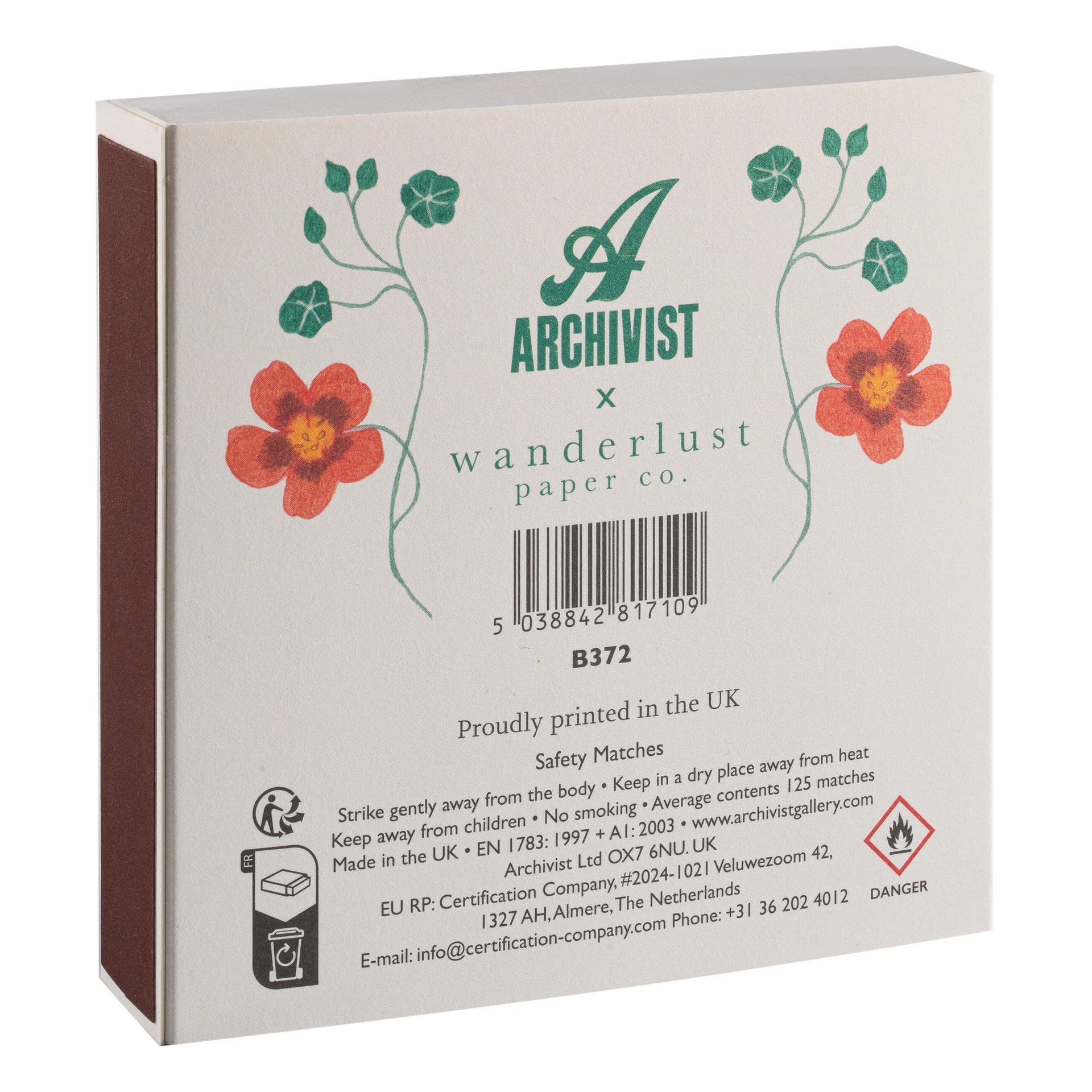 Streichhölzer "Nasturtium" - Square Matches von Archivist