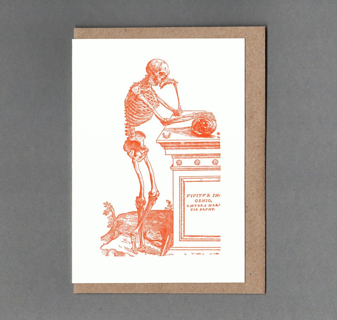 Skeleton - Letterpress Karte mit Umschlag
