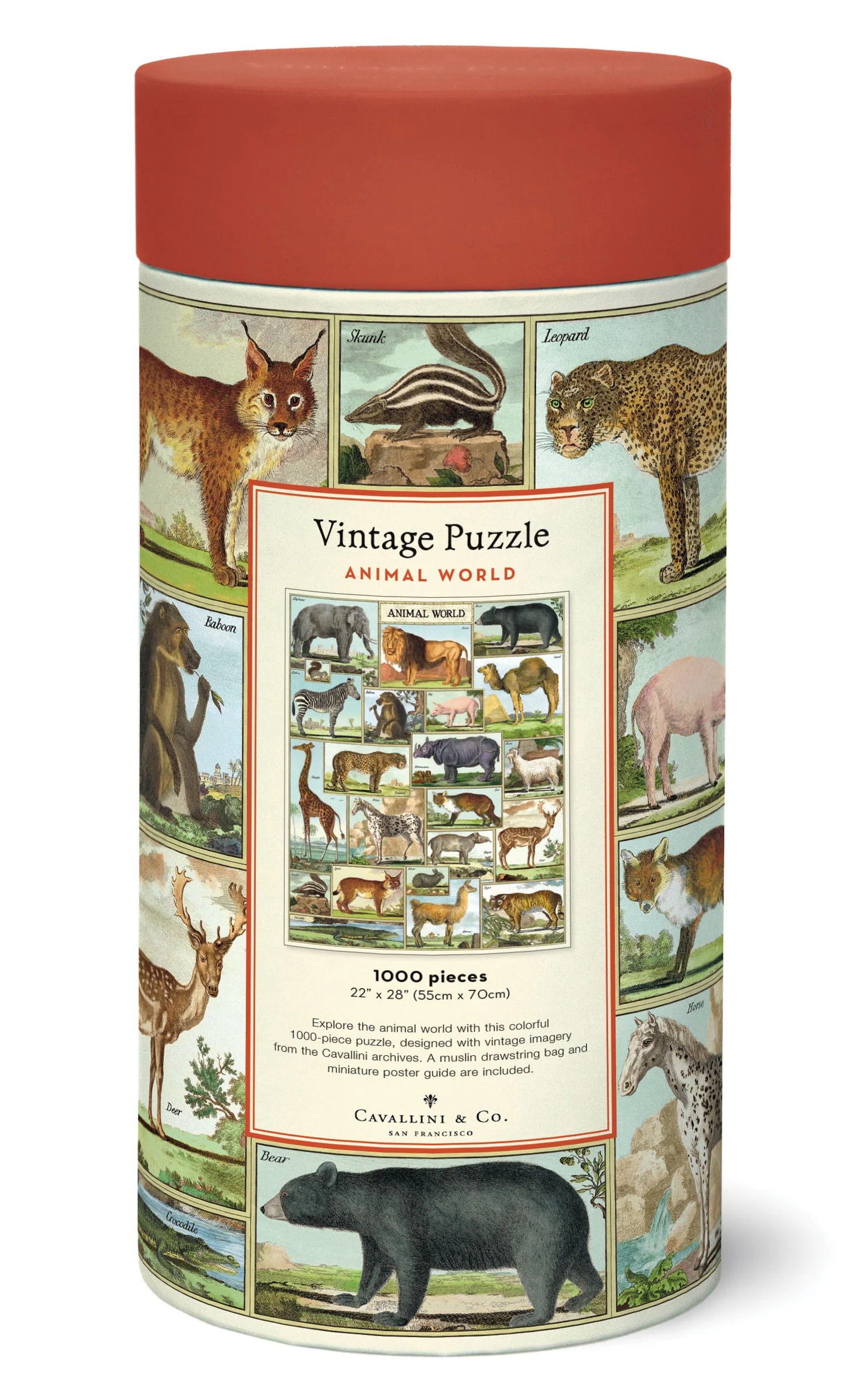 Animal World - Vintage Puzzle von Cavallini - 1.000 Teile