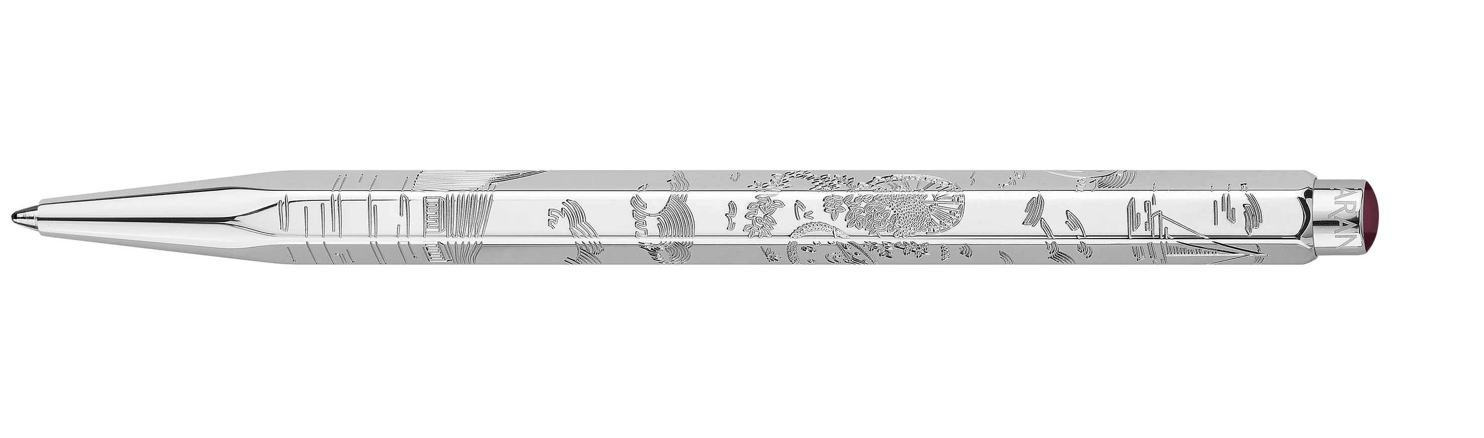 Set Kugelschreiber Ecridor™ Toile de Jouy & Etui aus Leder Bordeaux - Sonderedition