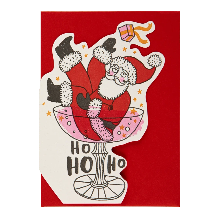 "Father Christmas Champagne" - 3D Klappkarte - Cut-Out Card von Archivist