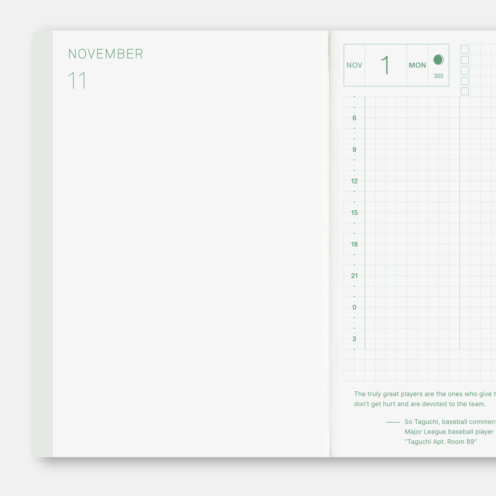 Kalenderbuch A6 Original 2027 – englisch | Hobonichi