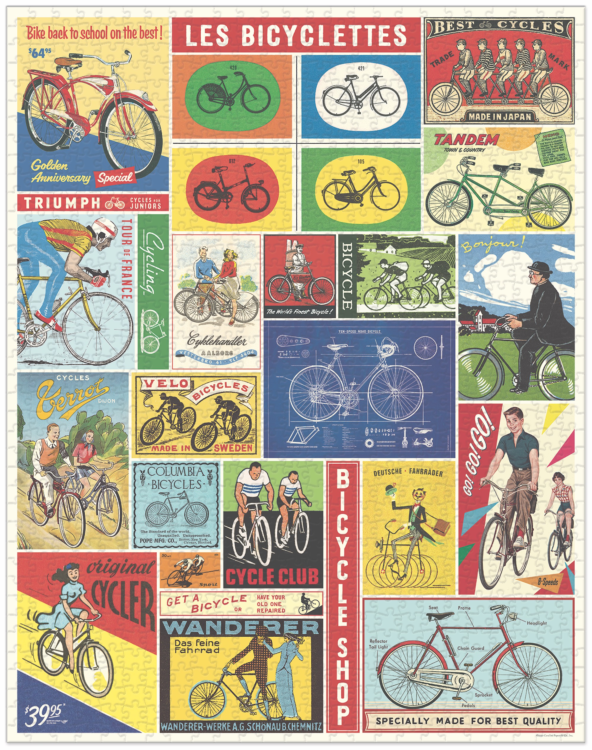 Bicycles - Vintage Puzzle von Cavallini - 1.000 Teile