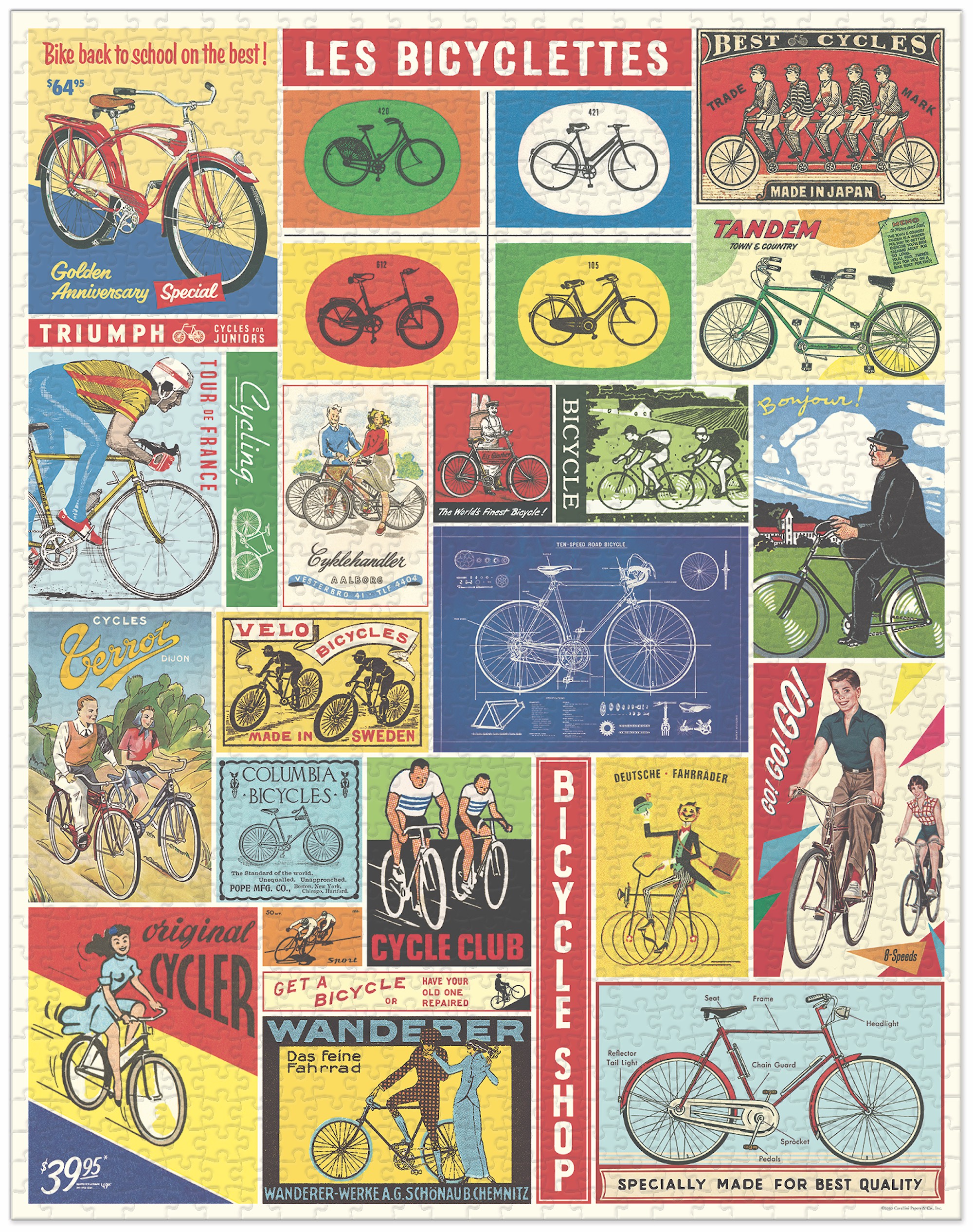 Bicycles - Vintage Puzzle von Cavallini - 1.000 Teile Bicycles - Vintage Puzzle von Cavallini - 1.000 Teile