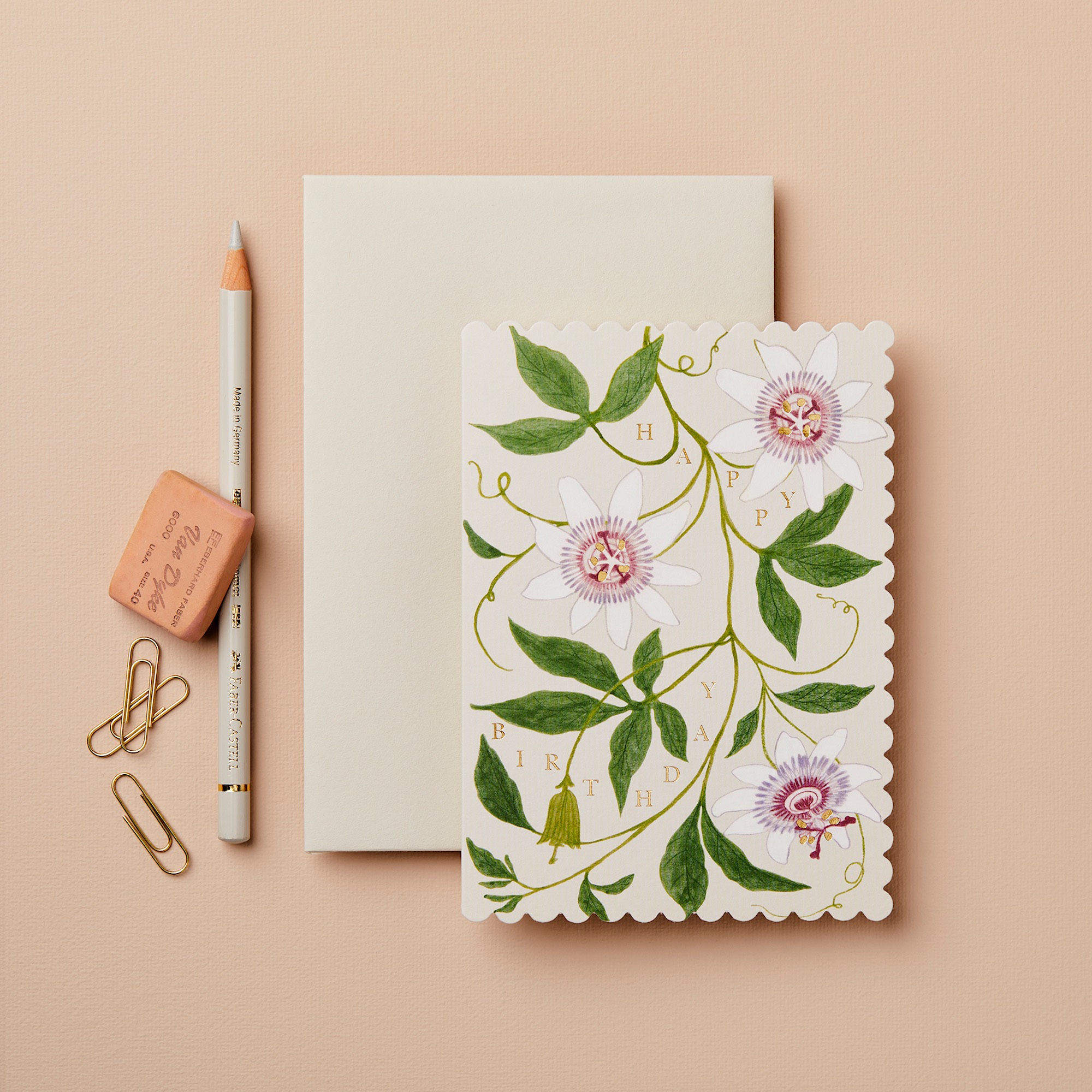 "Happy Birthday!" - Passionflower - Grußkarte von Wanderlust Paper Co.