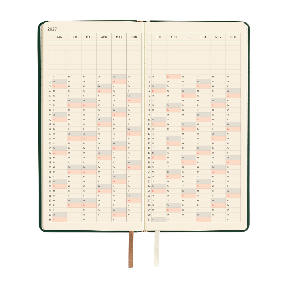 Weeks 2027 englisch – Leather: Forest Green | Hobonichi