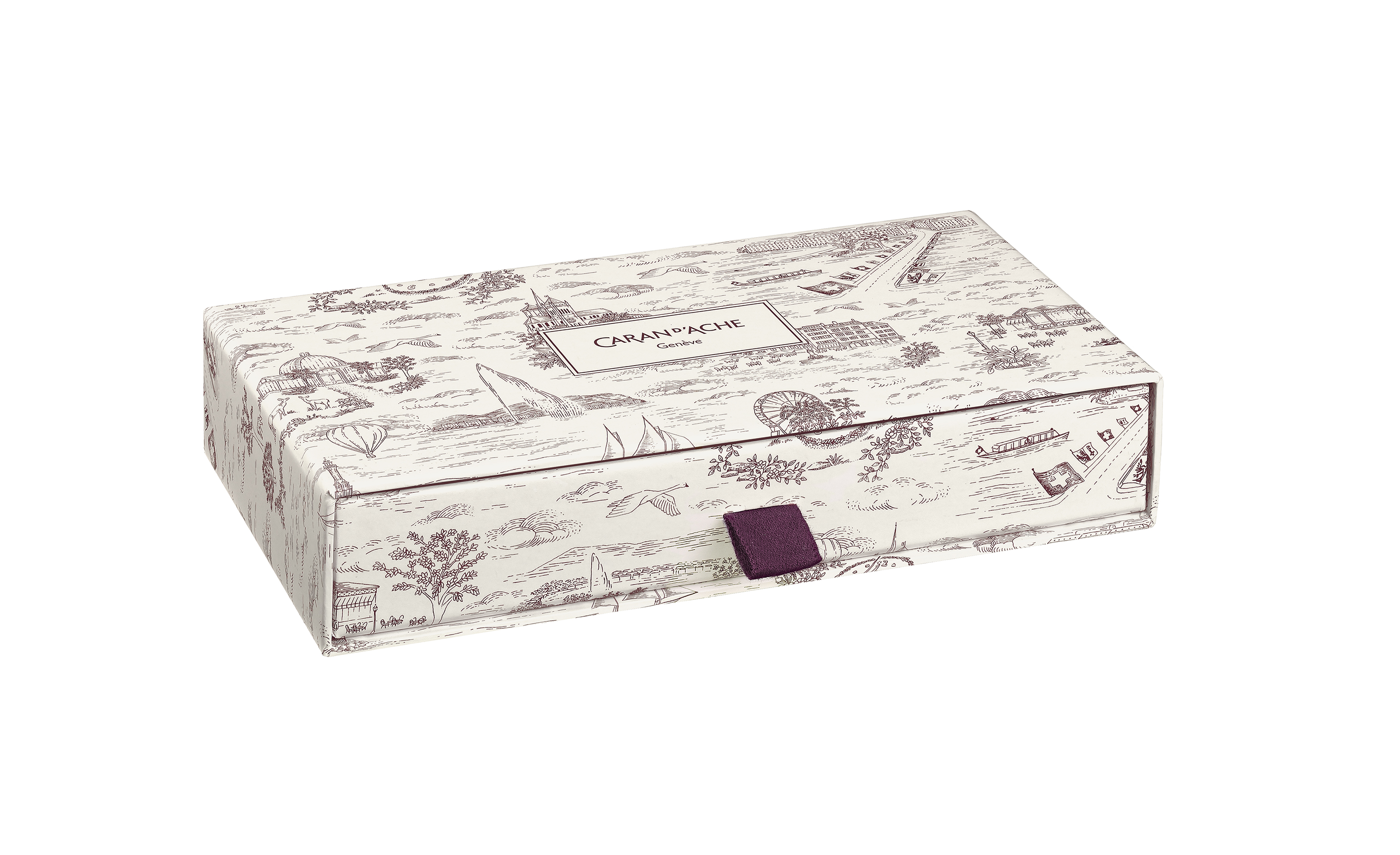 Set Kugelschreiber Ecridor™ Toile de Jouy & Etui aus Leder Bordeaux - Sonderedition