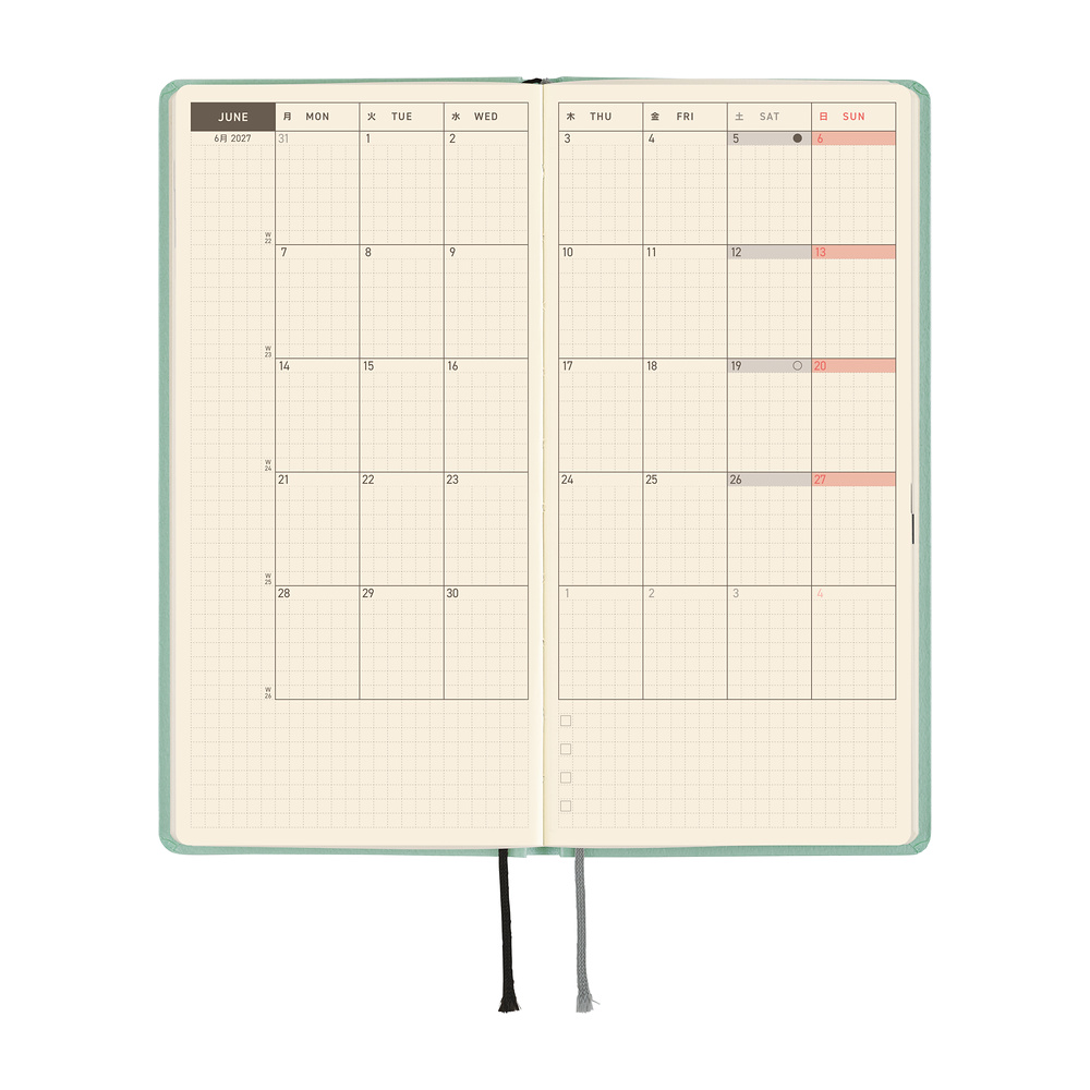 Weeks 2027 englisch – Paper Series: Frosty Jade | Hobonichi