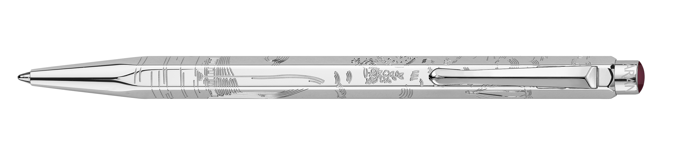 Set Kugelschreiber Ecridor™ Toile de Jouy & Etui aus Leder Bordeaux - Sonderedition