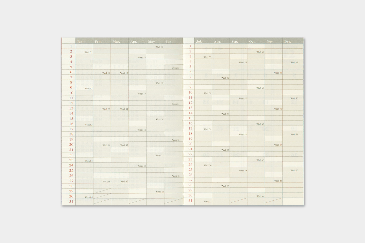 2023 Kalender (Monatsansicht) - TRAVELER'S Notebook Passport Refill