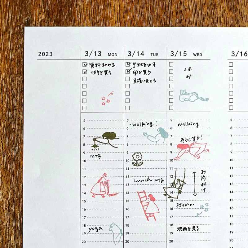 Acrylstempel Set "Jizai Hankolog Diary Promotion Team Girl" - Tie x Water Stripes x Mizushima