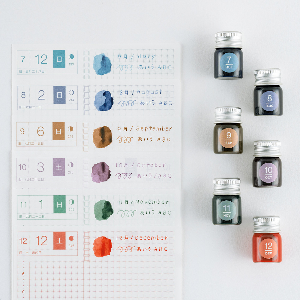 Mini-Tintenset – Kakimori x TSUKI no IRO: Jul–Dez | Hobonichi