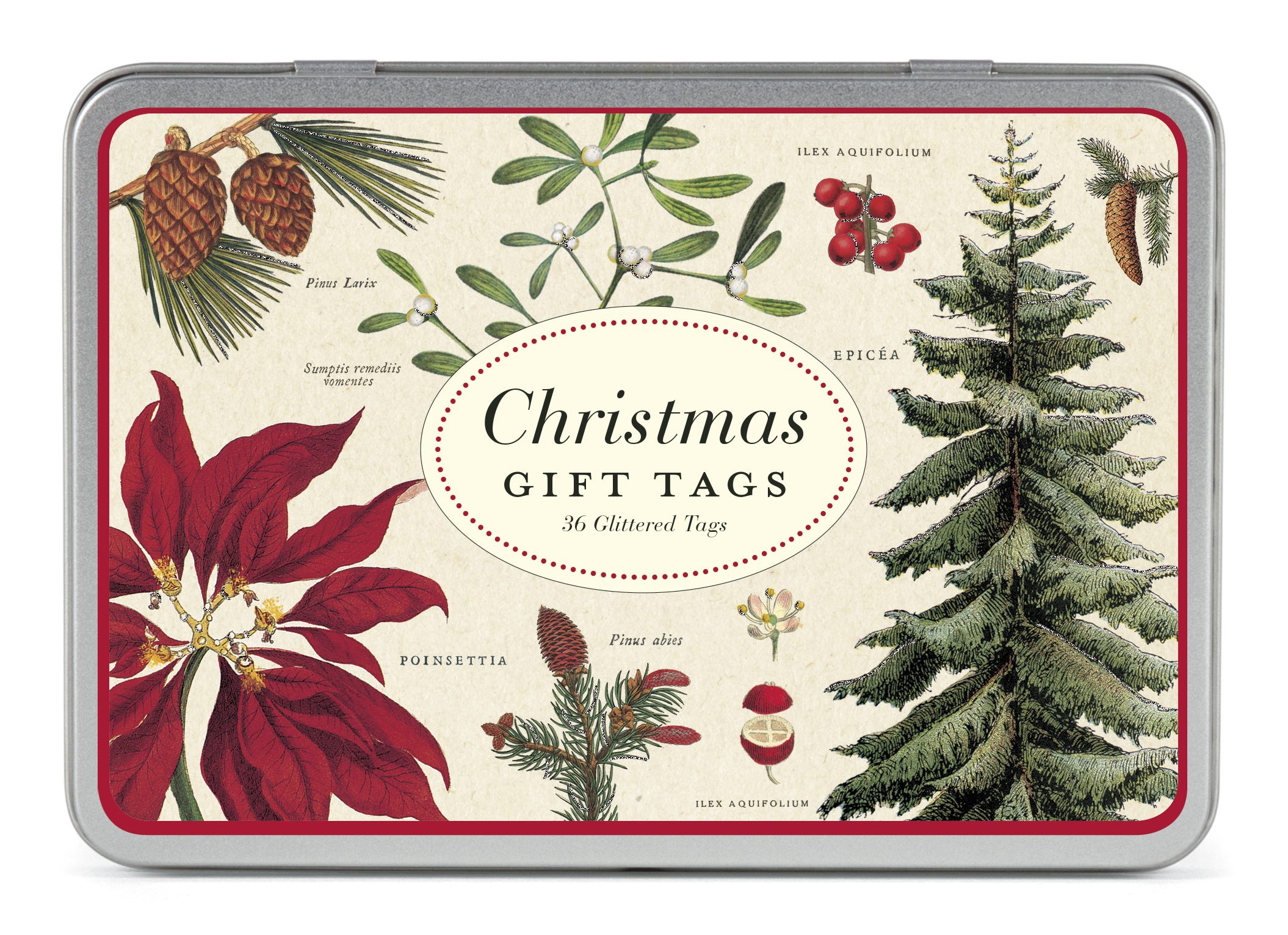 Christmas Botanica Glitter Gift Tags - Cavallini Christmas Botanica Glitter Gift Tags - Cavallini