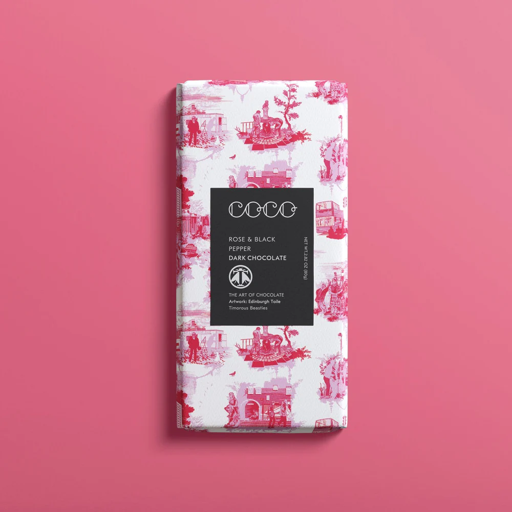 Tafel Schokolade - Rose und schwarzer Pfeffer 61% von Coco Chocolatier aus der Kategorie Coco Chocolatier mit der Artikelnummer 463765