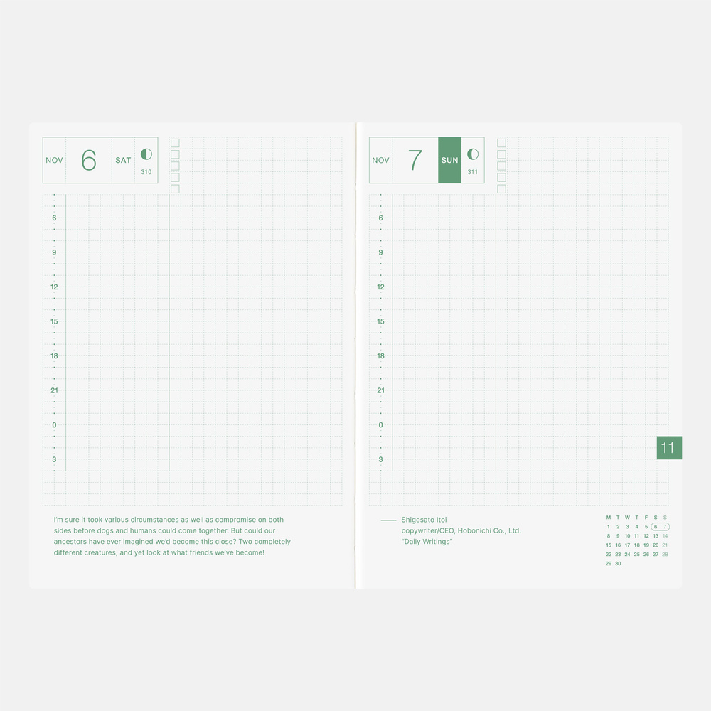 Kalenderbuch A6 Original 2027 – englisch | Hobonichi