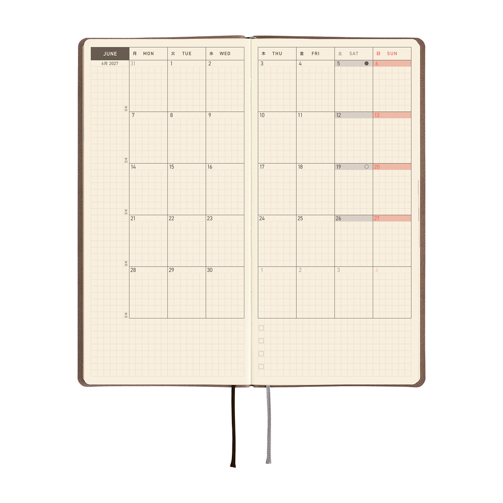 Weeks 2027 englisch – Smooth: Café au Lait | Hobonichi