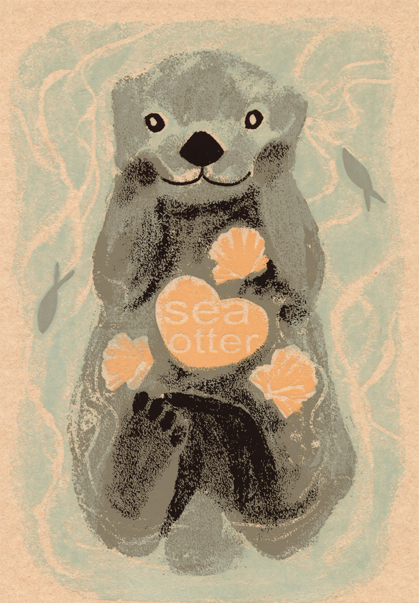Sea Otter - Siebdruck Postkarte von Dimanche