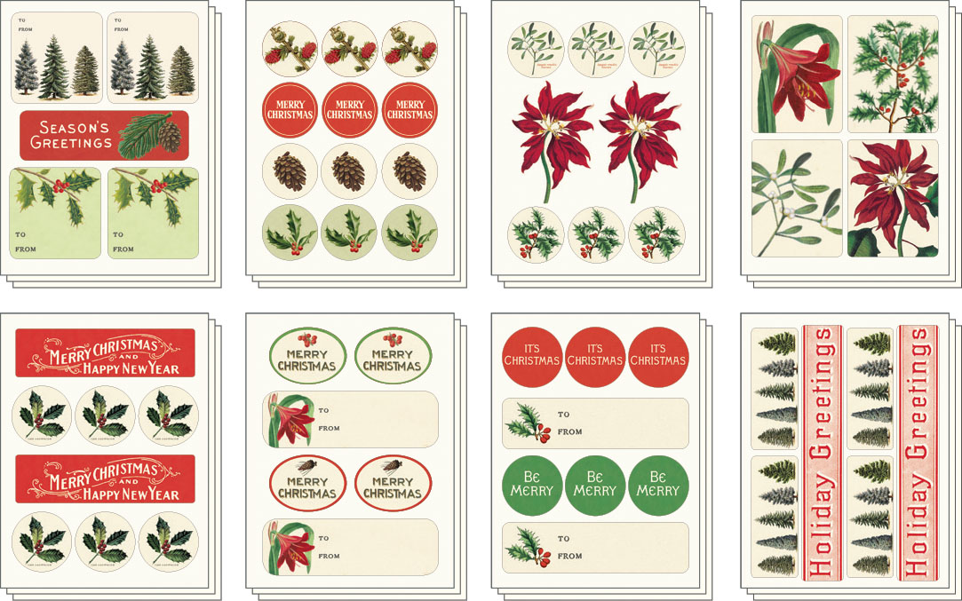 Christmas Botanical Stickers - Cavallini Christmas Botanical Stickers - Cavallini