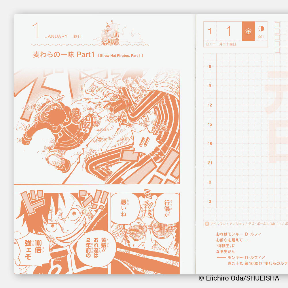 Kalenderbuch A6 Original 2027 – One Piece Edition, japanisch | Hobonichi