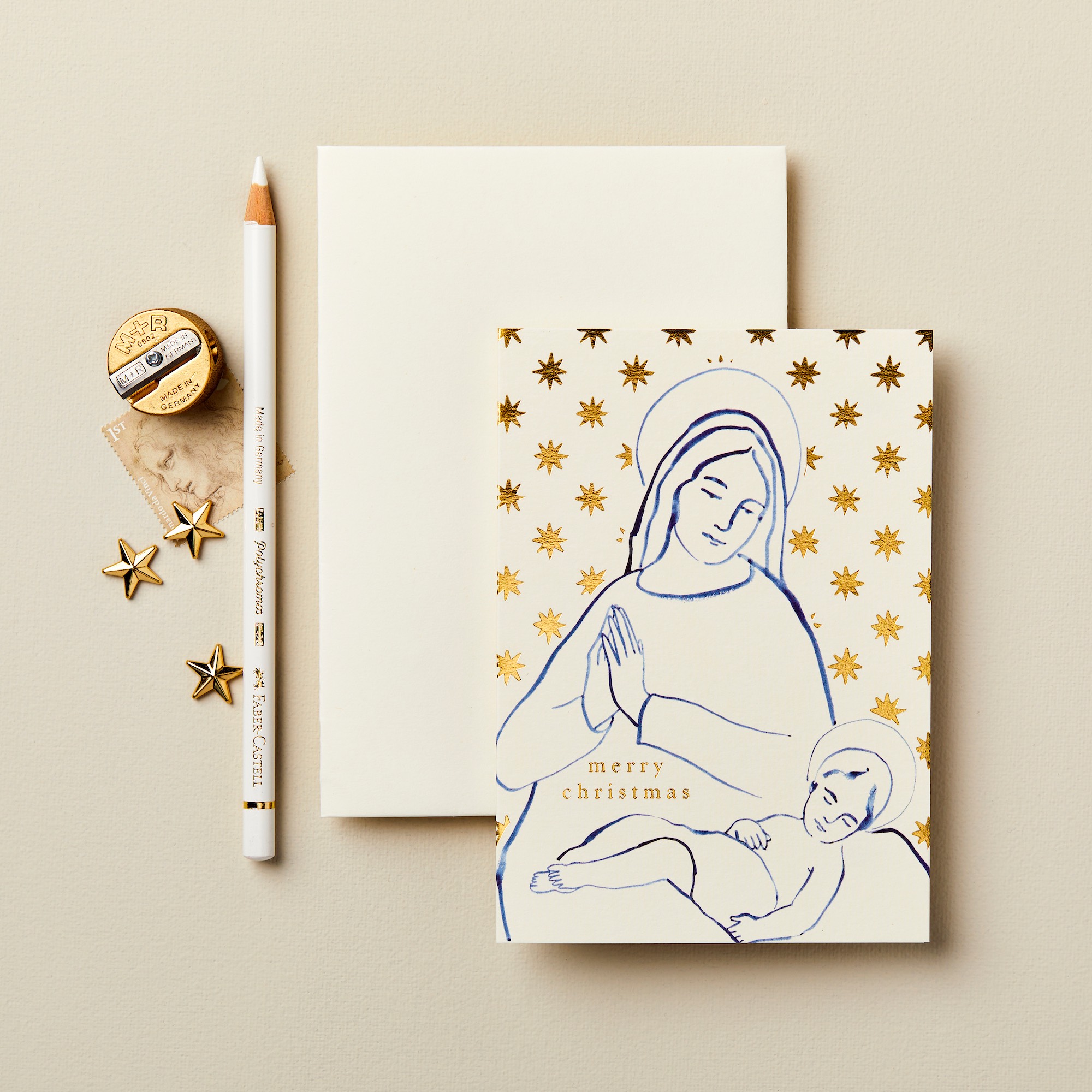 "Merry Christmas" - Madonna & Child - Grußkarte von Wanderlust Paper Co.