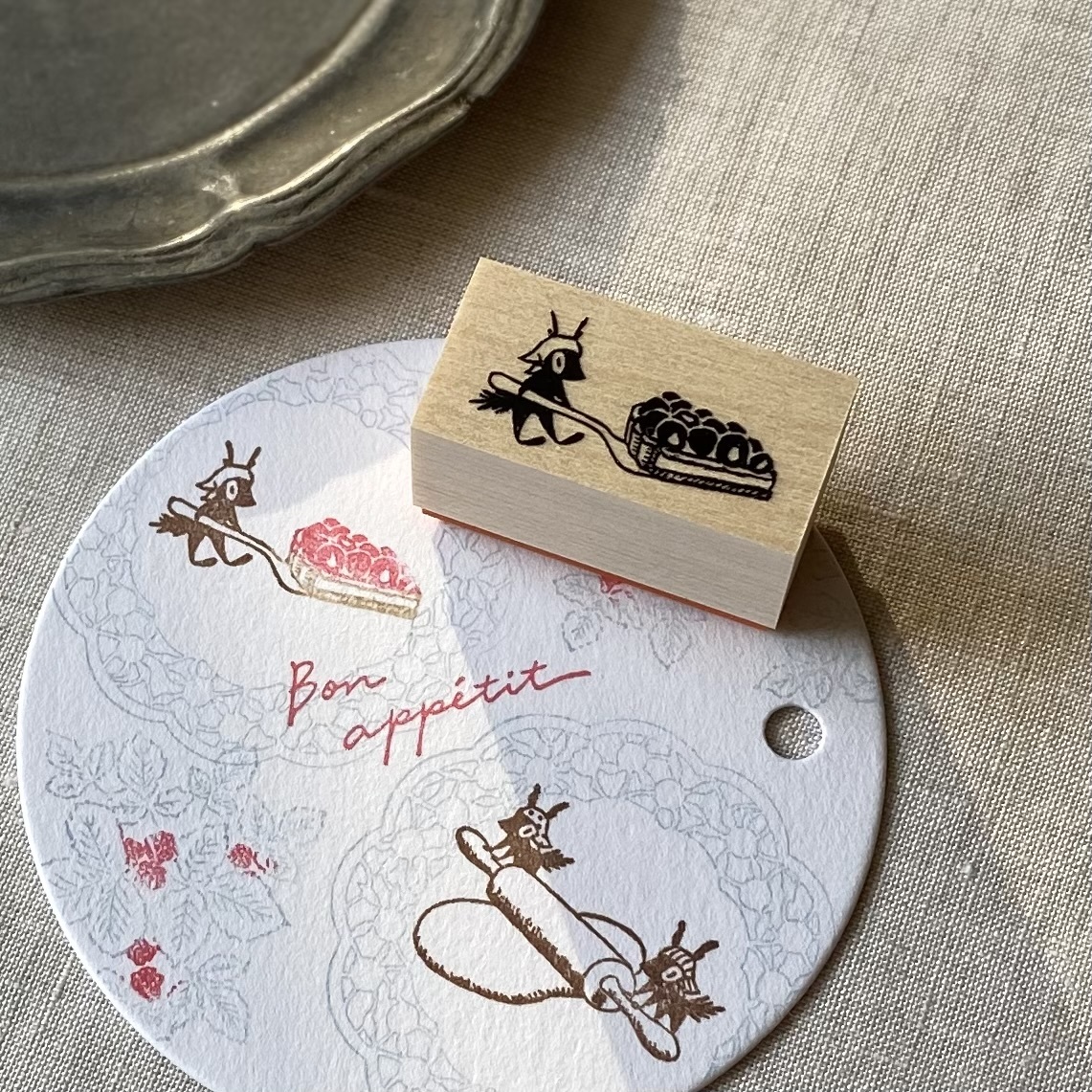 Eichhörnchen mit Kuchen - Japanischer Stempel