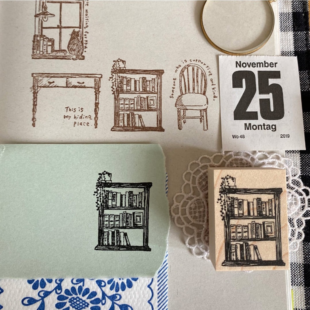 "Bookshelf" - kubomi no ki - Japanischer Stempel