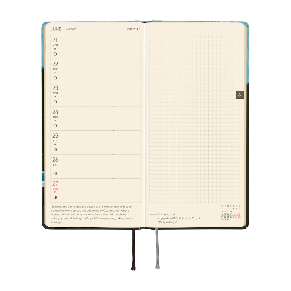 Weeks 2027 englisch – Hiroko Kubota: Meteor Shower in the Light Blue Forest | Hobonichi