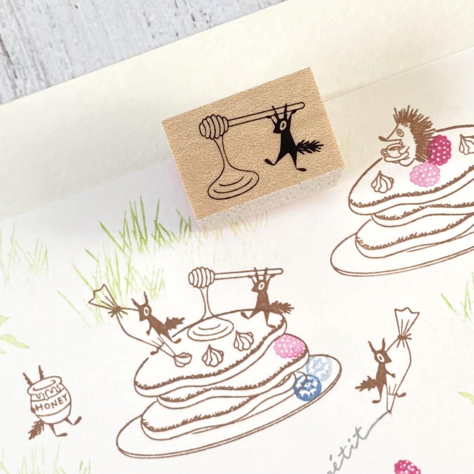 Eichhörnchen mit Honig - Japanischer Stempel