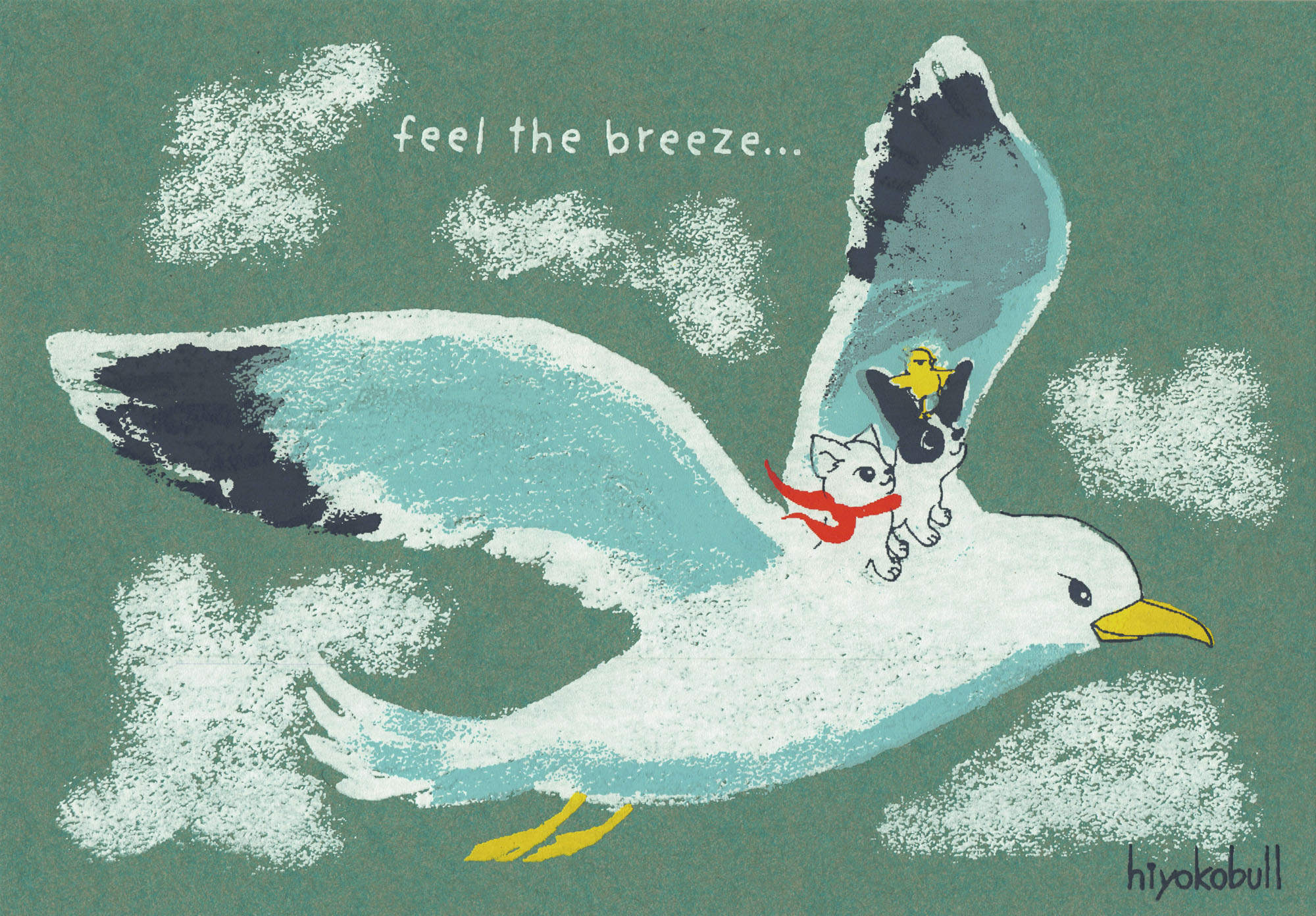 Feel the breeze - Siebdruck Postkarte von Dimanche