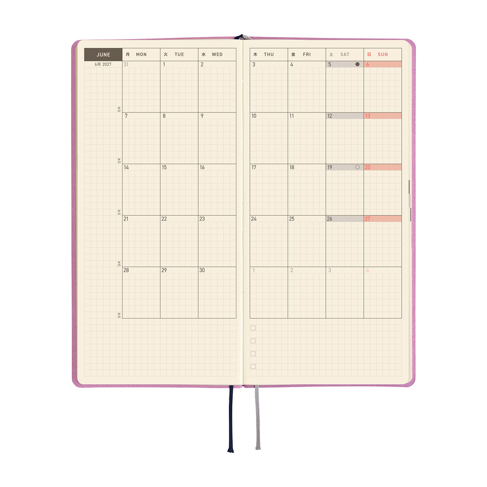Weeks 2027 englisch – Smooth: Lavender Milk | Hobonichi