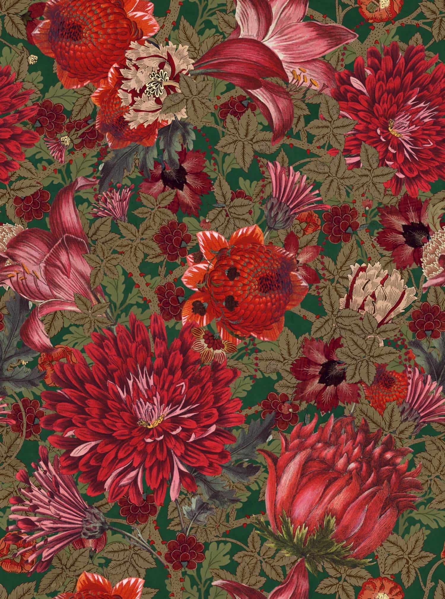 Tapete THE FLOWERING Green von MINDTHEGAP aus der Kategorie MIND THE GAP mit der Artikelnummer WP20552